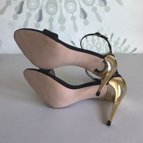 {Zara} Euro Sz 39/US 8 Black/Gold Metallic Heels - Picture 5 of 7